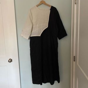 Vintage Linen Colourblock Maxi Dress